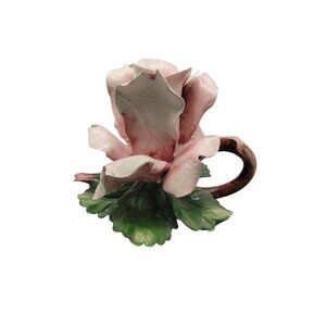 Capodimonte Nuova Ceramic Porcelain Flower Figurine Sticker Intact Made in Italy